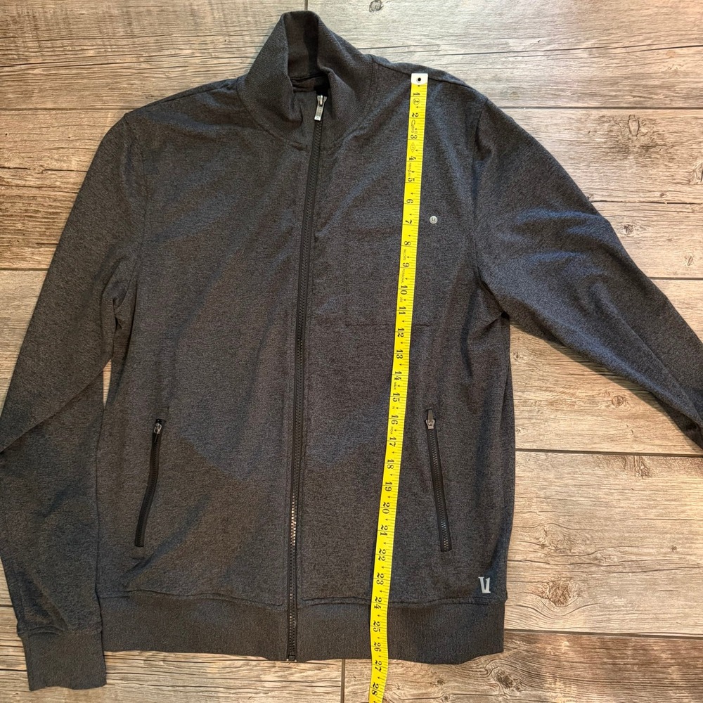 Vuori Mens Full Zip Performance Jacket Charcoal Heather Grey Mock Neck Athletic - Picture 7 of 8